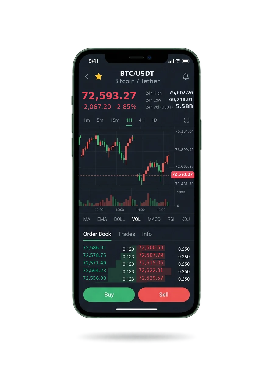 The same portfolio view on a phone screen